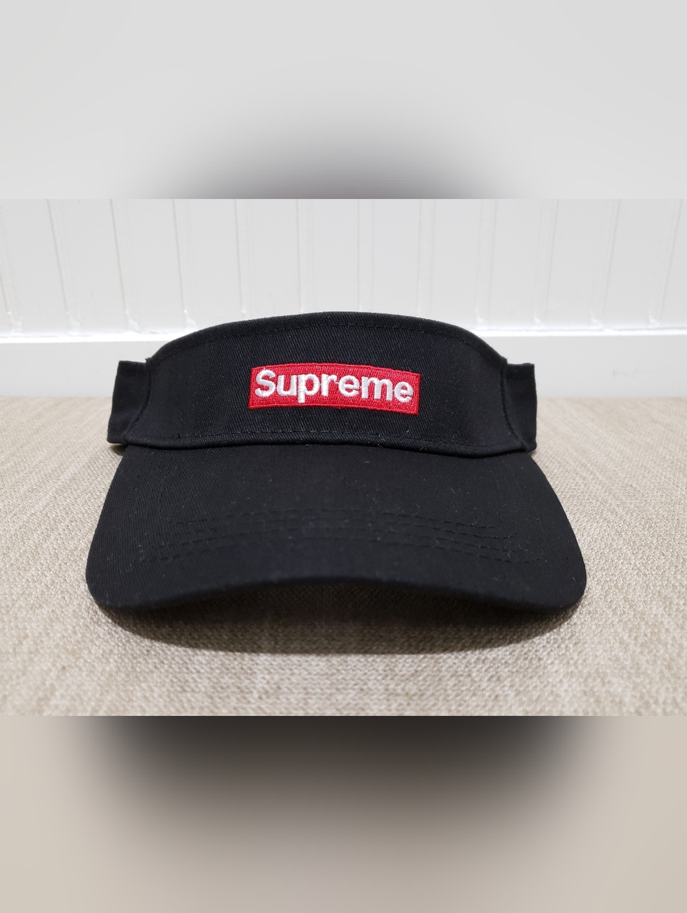 NWOT! SUPREME Cotton Adjustable Logo Embroidered Visor Hat (OSFA) Black/Red